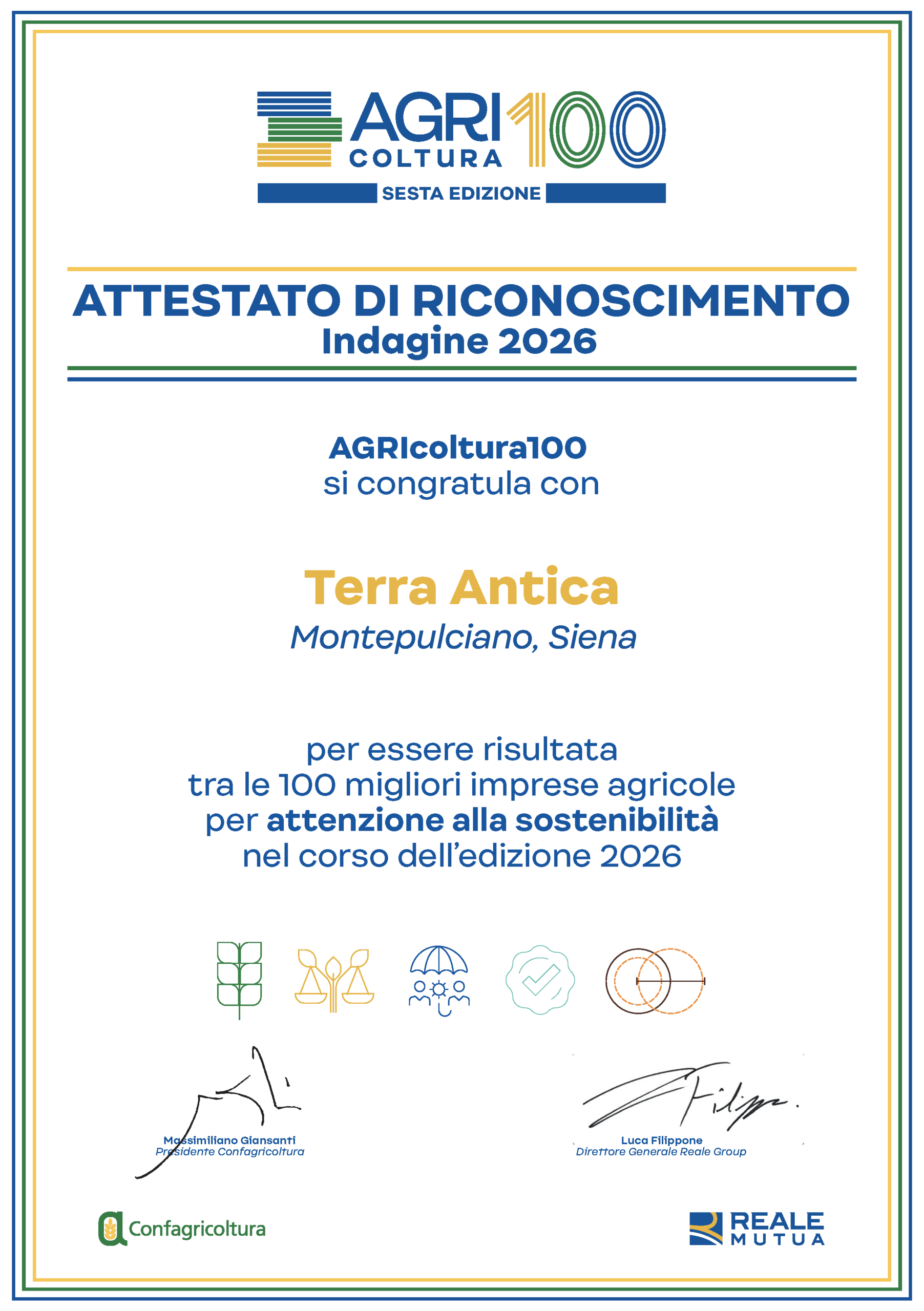 AGRIcoltura100 2026 Recognition – Terra Antica